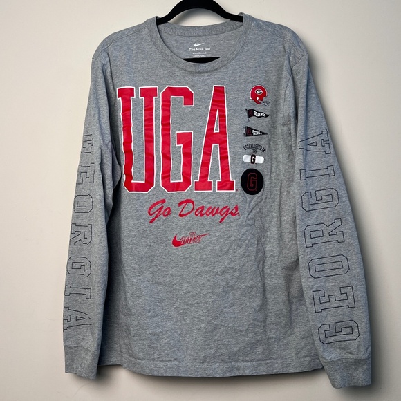 The Nike Tee Other - The Nike Tee Graphic UGA Dawgs Gray Long Sleeve Football Men’s 100% Cotton XL